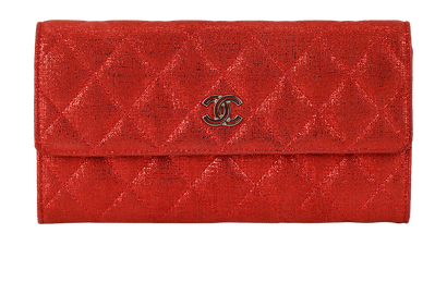 Chanel Long Wallet, £295, Accessories, Red, Fabric, Front view
